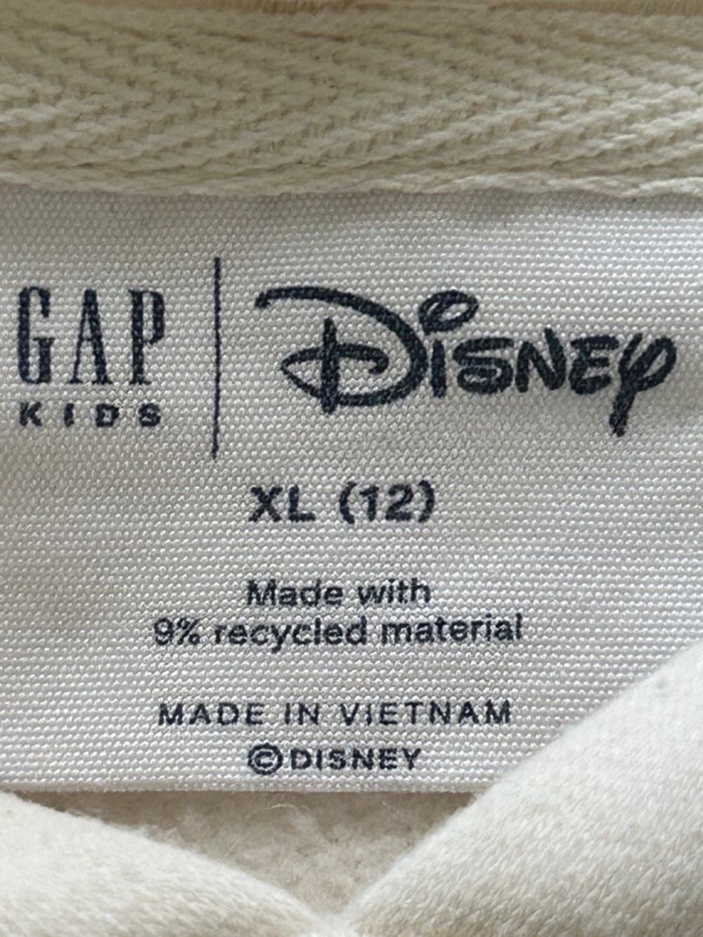 Disney Mickey Minnie Goofy Pluto Hoodie Kids XL 12 Cream Sweatshirt - Picture 3 of 5